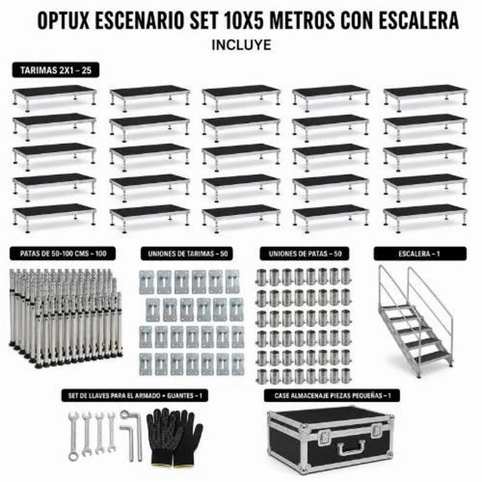 Vista 7 de Set Escenario 10x5 Metros con Escalera Optux