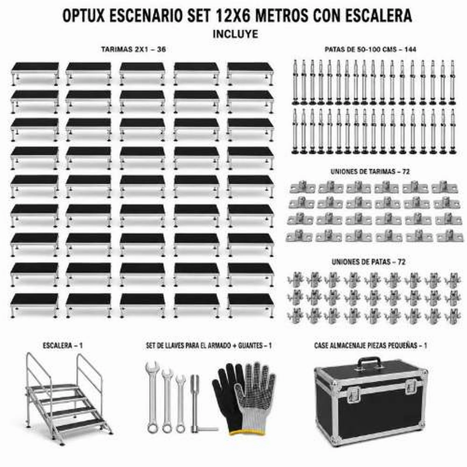 Vista 6 de Set Escenario 12x6 Metros con Escalera Optux