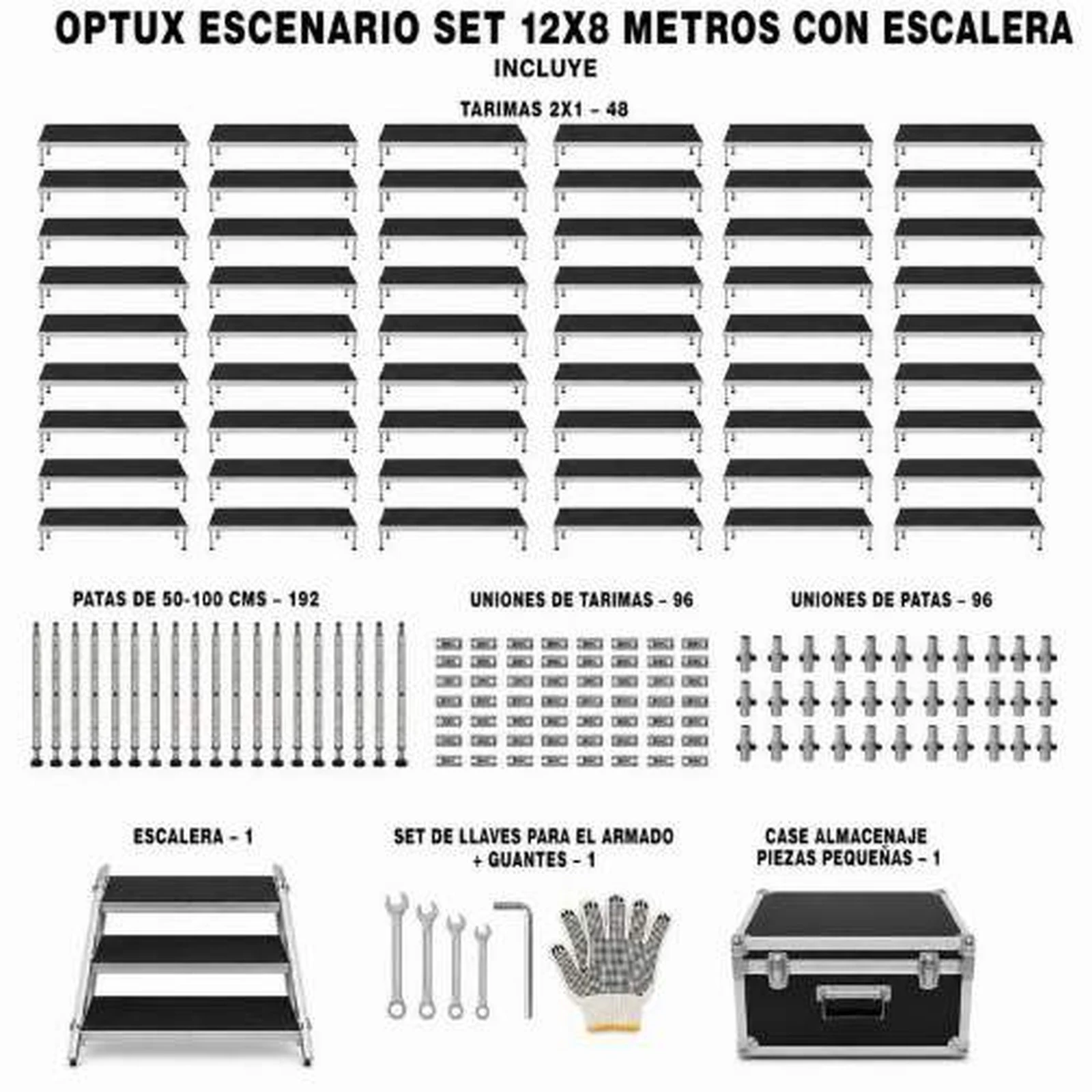 Vista 6 de Set Escenario 12x8 Metros con Escalera Optux
