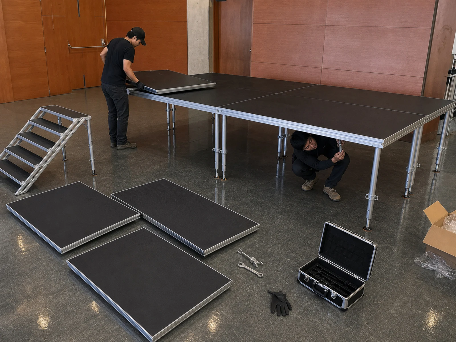 Vista 28 de Set Escenario 6x3 Metros con Escalera Optux