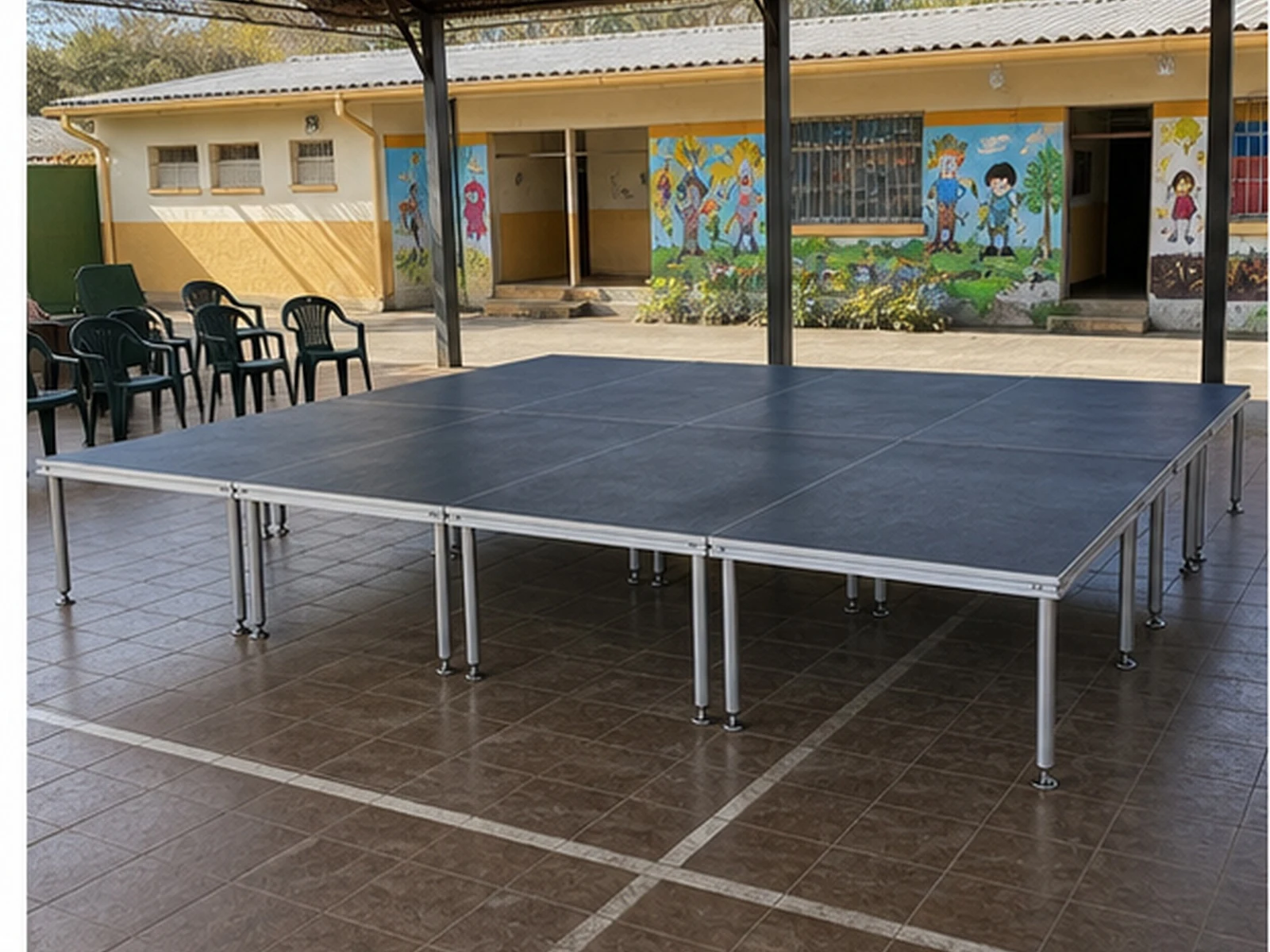 Vista 24 de Set Escenario 6x4 Metros con Escalera Optux
