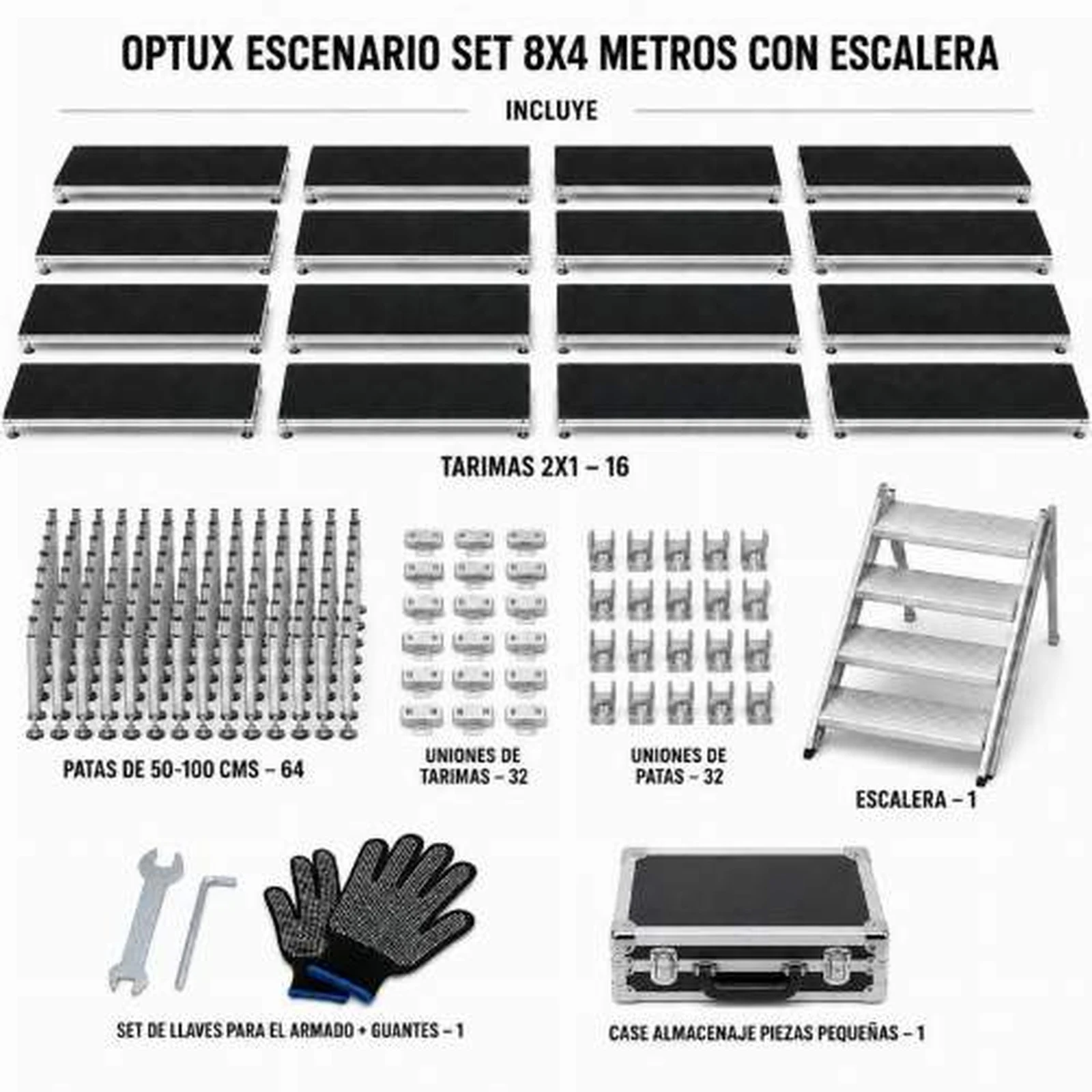 Vista 6 de Set Escenario 8x4 Metros con Escalera Optux