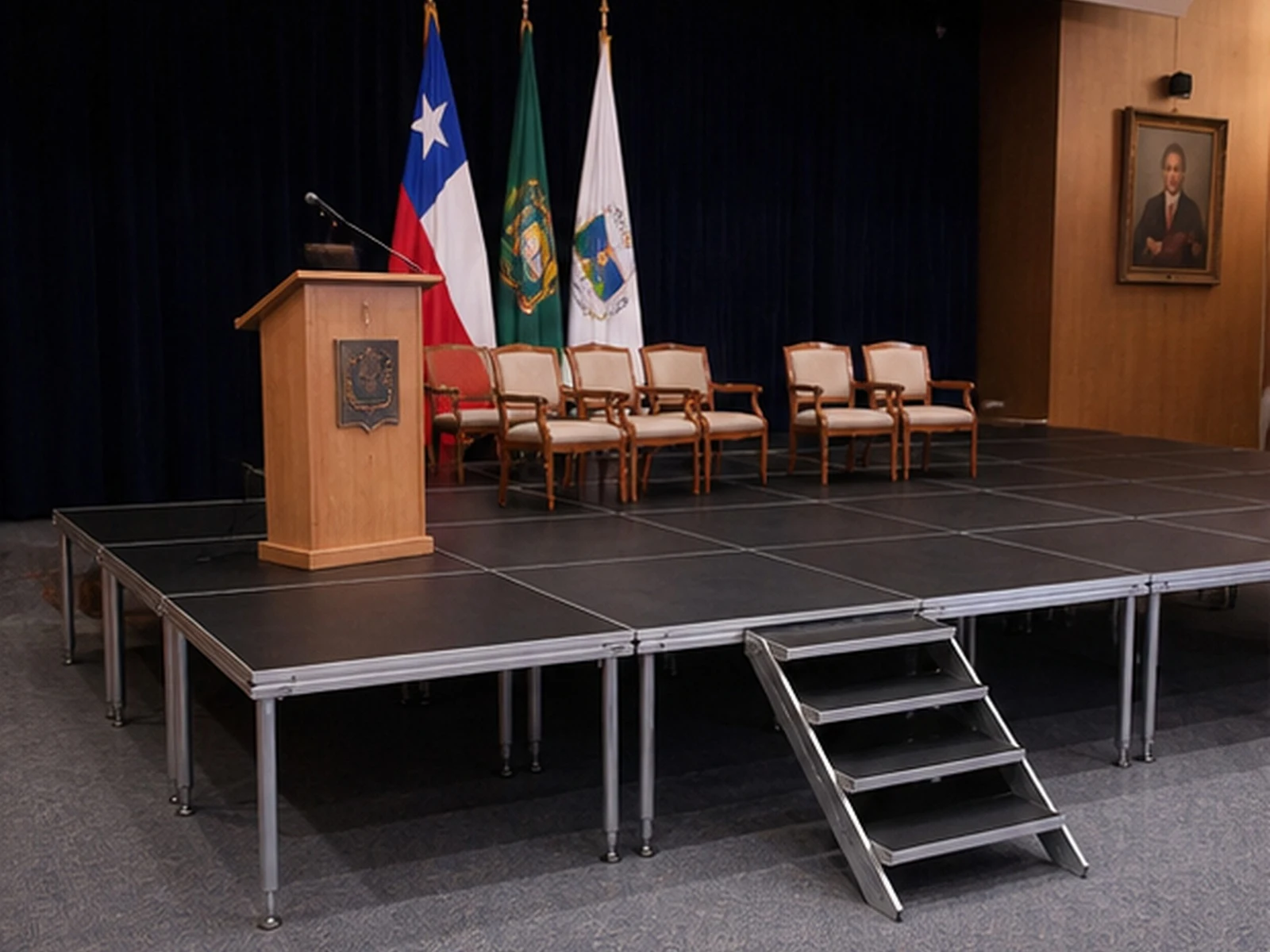 Vista 26 de Set Escenario 8x4 Metros con Escalera Optux