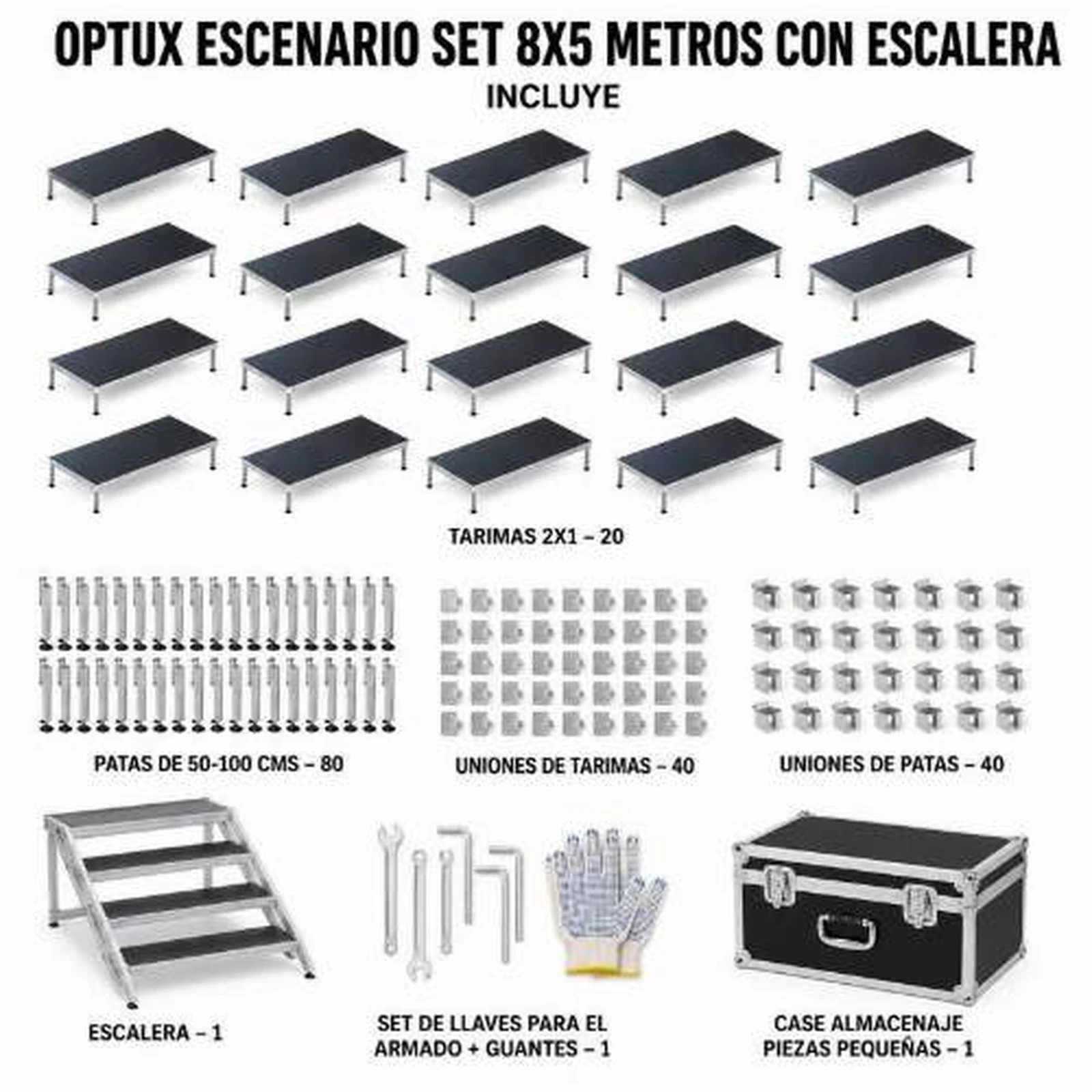 Vista 6 de Set Escenario 8x5 Metros con Escalera Optux